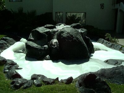 Someone(cough) put soap in the fountain.
