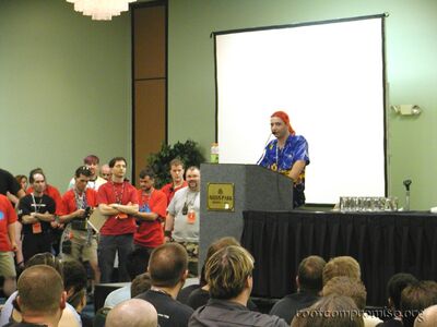Tommee Pickles presnts the award for the Defcon Cannonball Run.