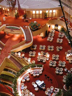 Looking down on the lobby from my floor.