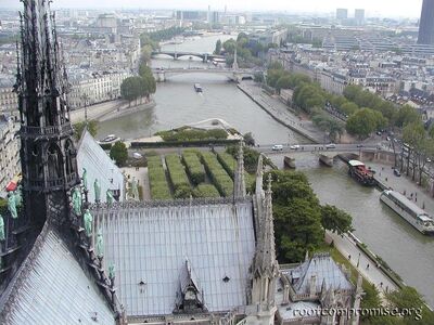 Looking behind Notre Dame from the roof.