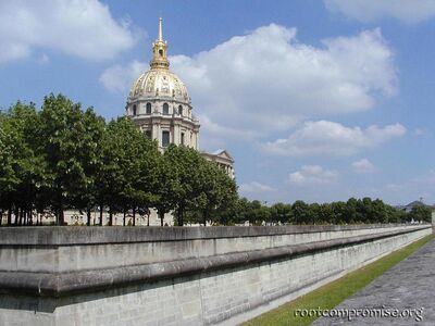 The Hotel des Invalides.  Where wounded soldiers used to live; created by Louis XIV.