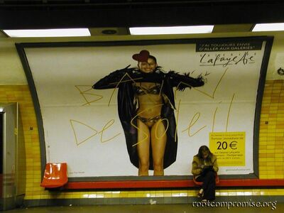 This advertisement was everywhere as well, only on buses her dress is down, in subways, not so down.