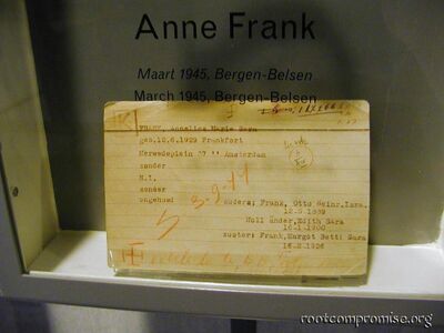 Anne Frank's check in card from Auschwitz.