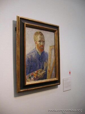 Inside the Van Gigh museum.  One of Van Gogh's most famous self portraits.
