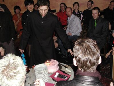 And then he blows out his candle.