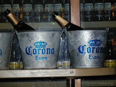 Champagne in Carona buckets.