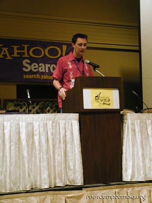 Wil Wheaton gives a keynote.