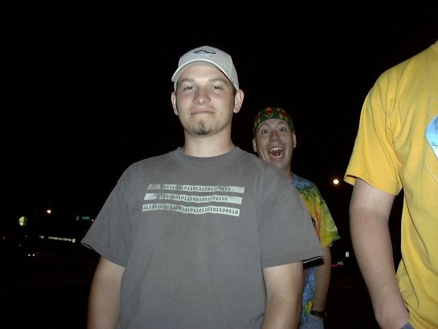 dedhed and kweejee over his shoulder.