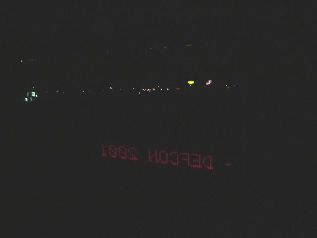 The scrolling LED sign.