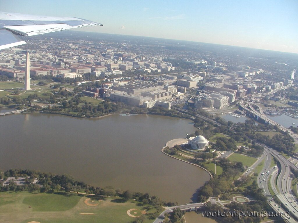 Washington Monument and Jefferson Memorial.