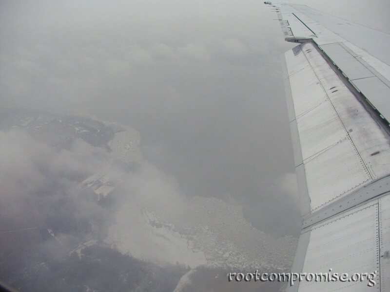 The frozen Potomac River.